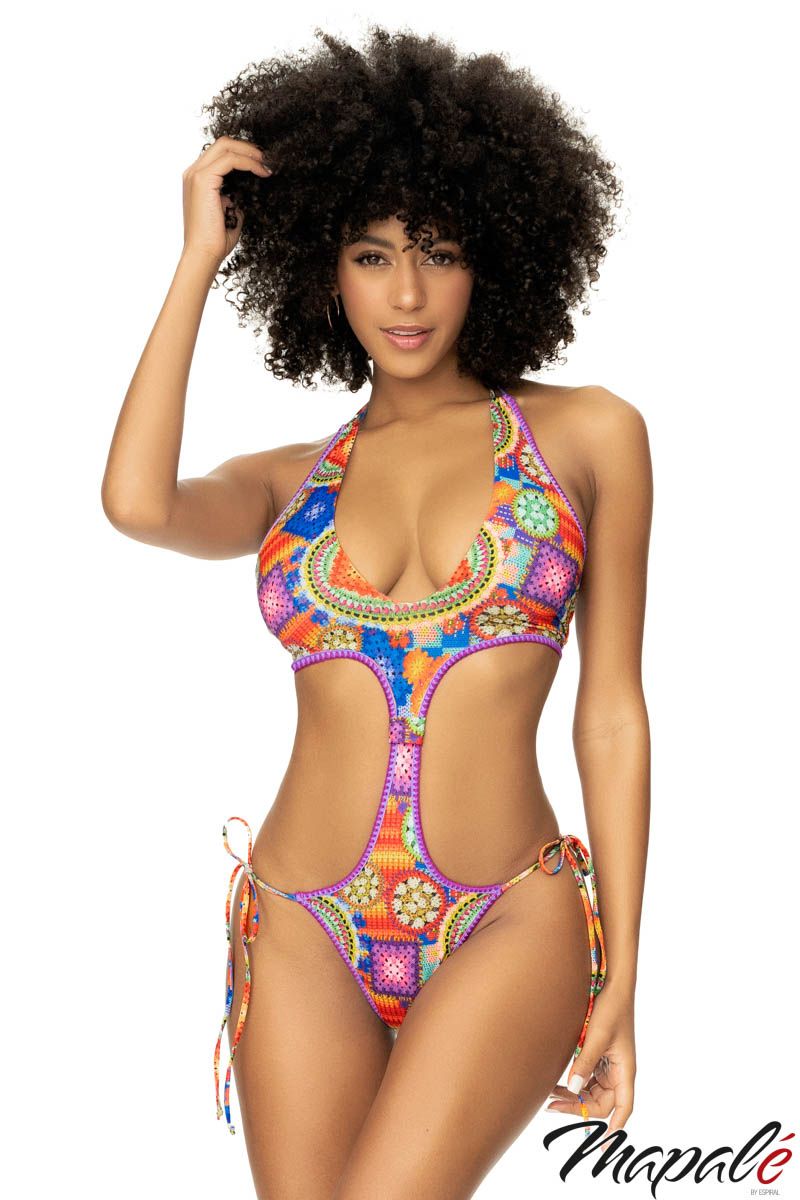 Picture of Swimwear, Swimsuit One Piece, Crochet Cutout Monokini, As Shown, L/XL, -MA67051