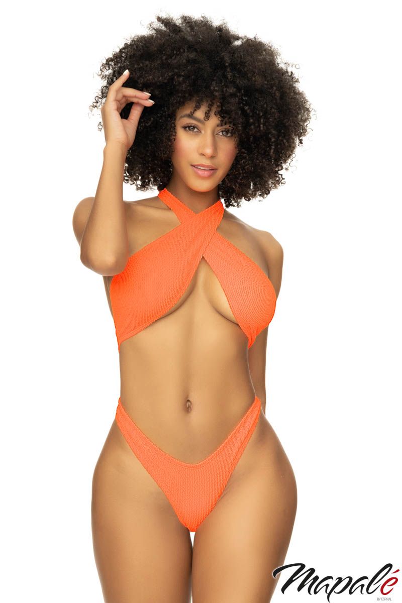 Picture of Swimwear, Swimsuit One Piece, Ribbed Monokini, Orange, L/XL, -MA67056