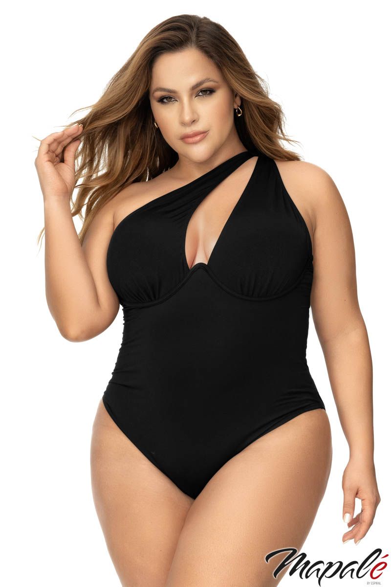 Picture of Swimwear, Swimsuit One Piece, Asymmetric Monokini, Black, 1X/2X, -MA67068X