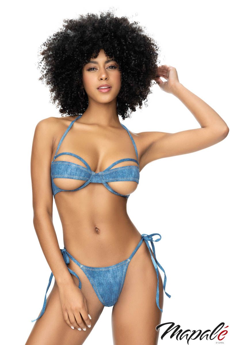 Picture of Swimwear, Swimsuit Multi Piece, Denim Cutout 2Pc, Denim, L/XL, -MA67080