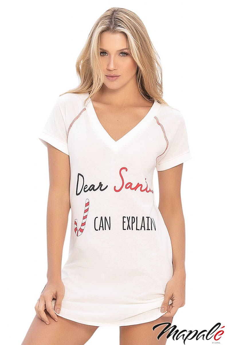 Picture of Lingerie, Sleepwear, Promo60-Dear Santa Shirt, Ivory, S, -MA7228