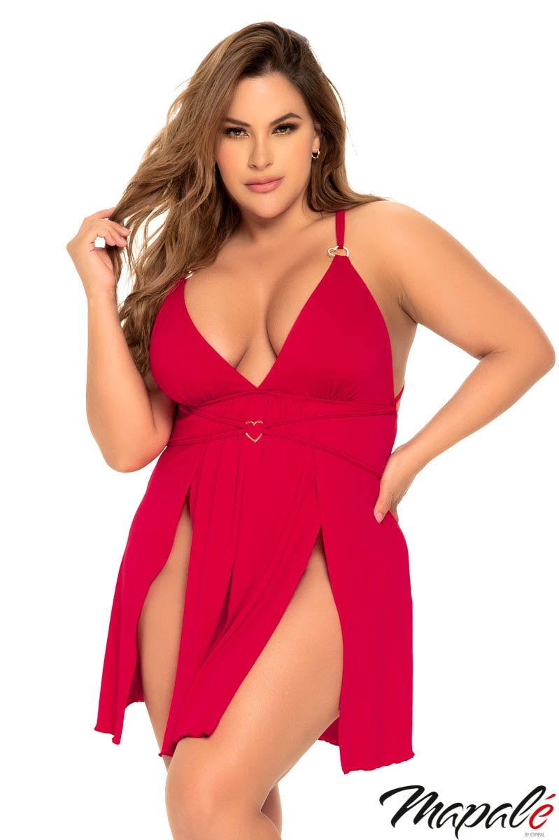 Picture of Lingerie, Babydoll-Chemise, Heart Ring Babydoll, Red, 1X/2X, -MA7474X