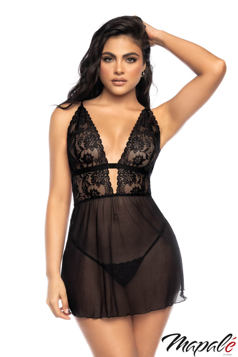 Picture of Lingerie, Babydoll-Chemise, Mesh Babydoll, Black, L/XL, -MA7500