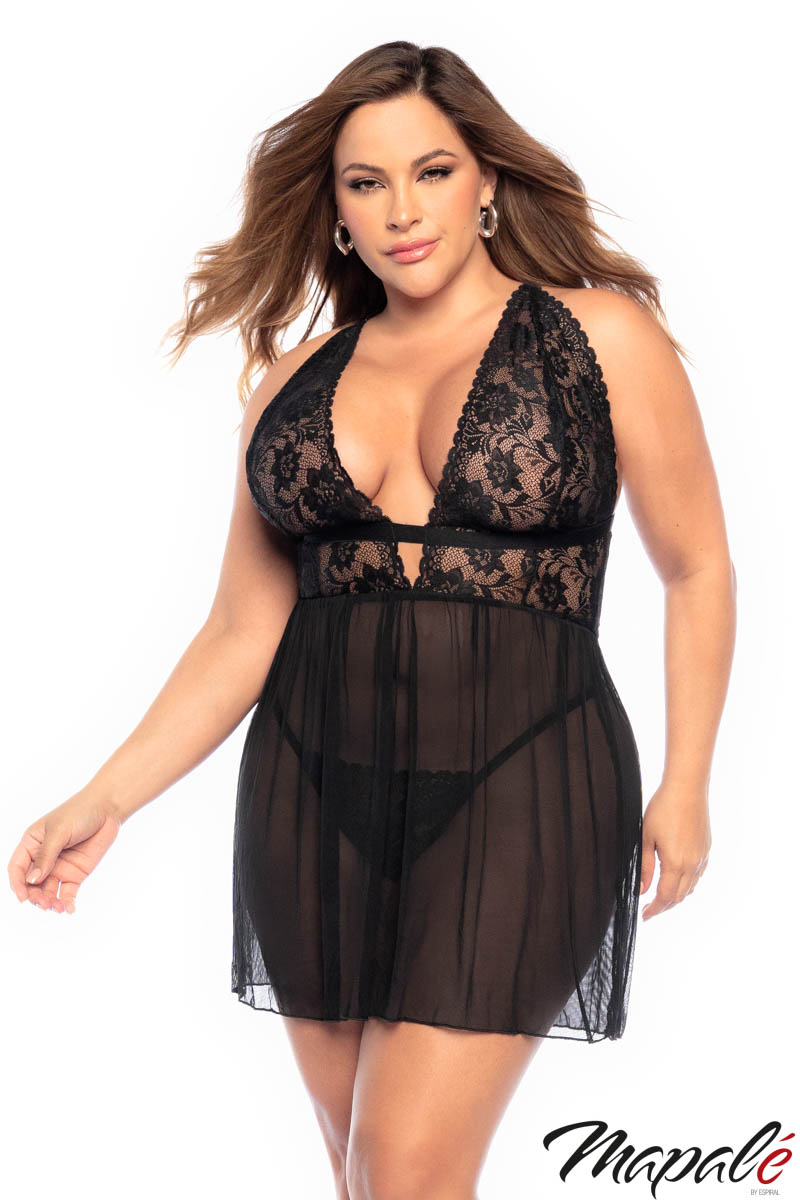 Picture of Lingerie, Babydoll-Chemise, Mesh Babydoll, Black, 1X/2X, -MA7500X