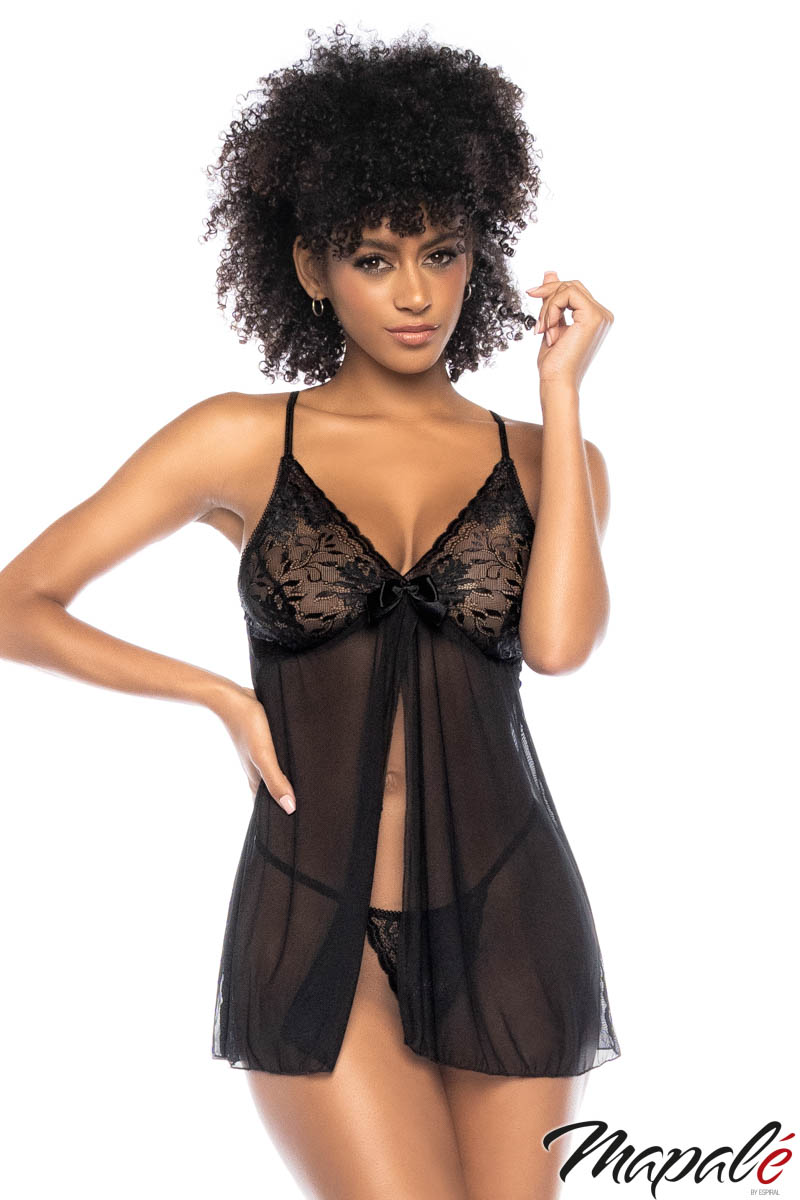 Picture of Lingerie, Babydoll-Chemise, Flyaway Babydoll, Black, L/XL, -MA7501