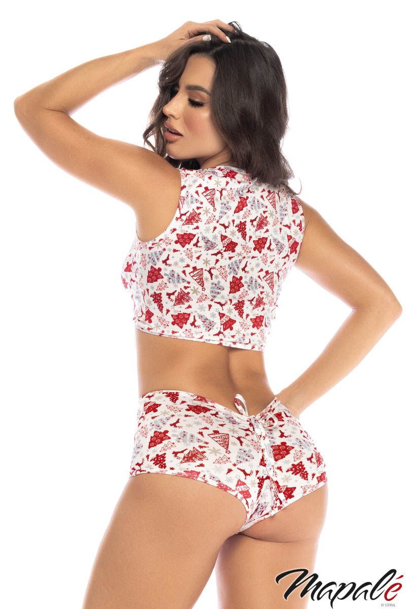 Picture of Clothing, Romper, Winter Print 2Pc, White-Red, L/XL, -MA7531