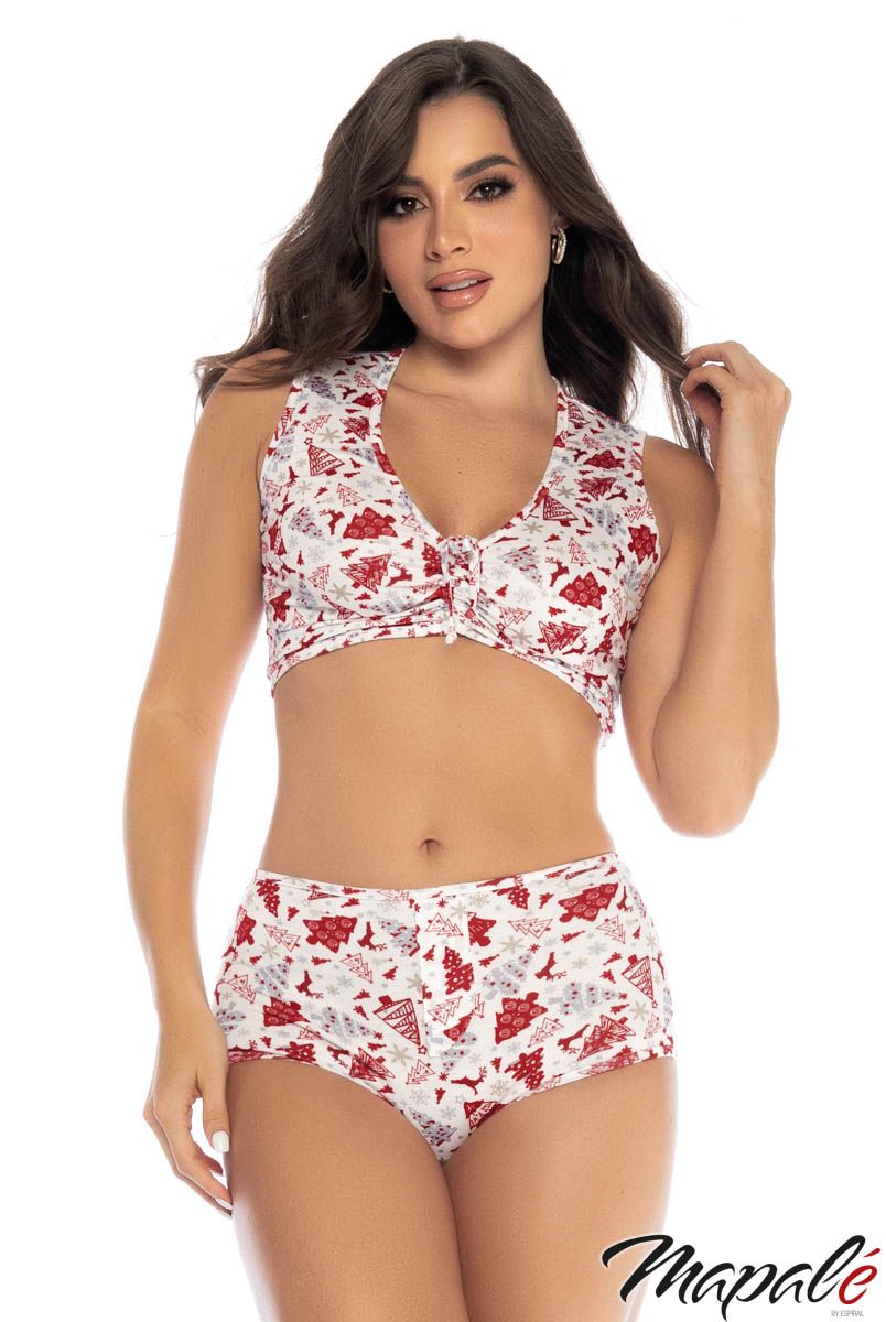 Picture of Clothing, Romper, Winter Print 2Pc, White-Red, L/XL, -MA7531