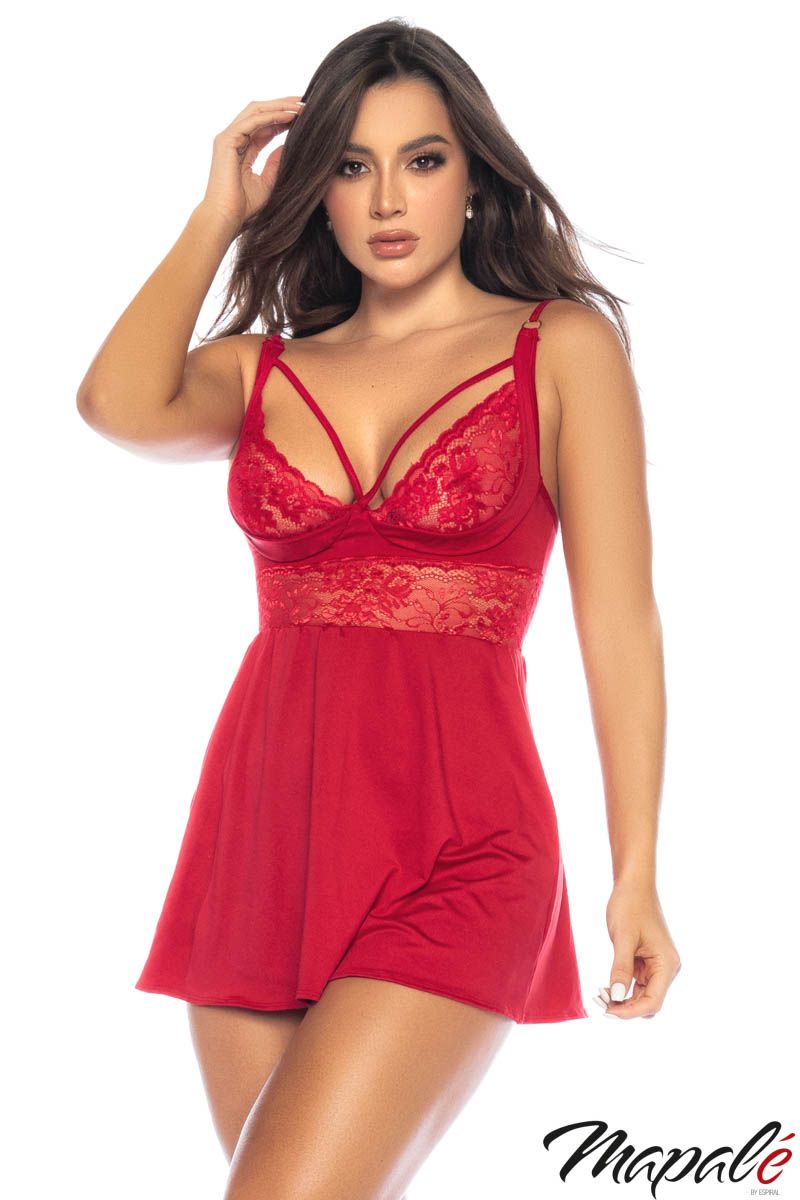 Picture of Lingerie, Sleepwear, Lace Bust Babydoll, Red, L/XL, -MA7539