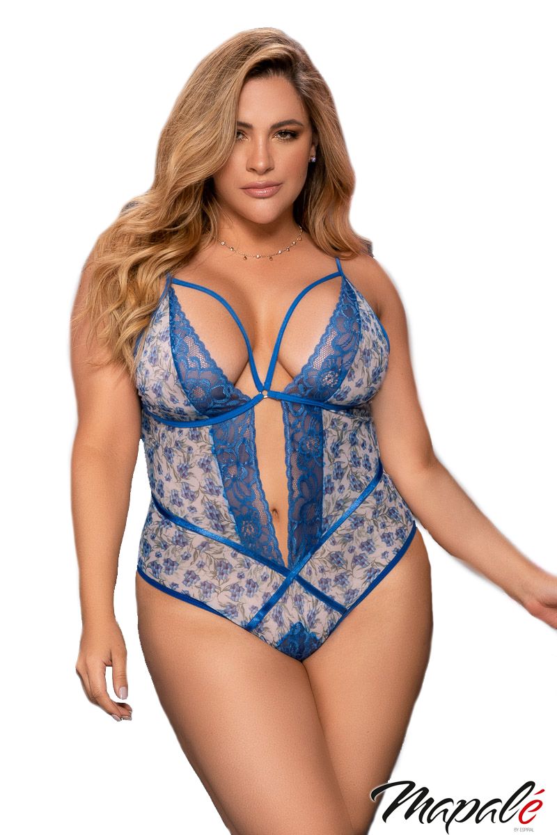 Picture of Lingerie, Teddy, Promo30-Floral Teddy, Blue, 1X/2X, -MA8594X