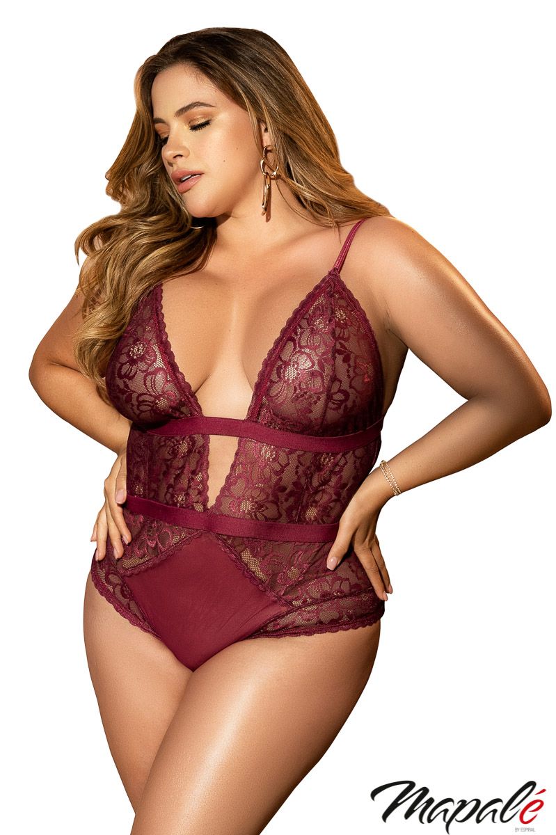 Picture of Lingerie, Teddy, Heart Back Teddy, Burgundy, 1X/2X, -MA8654X