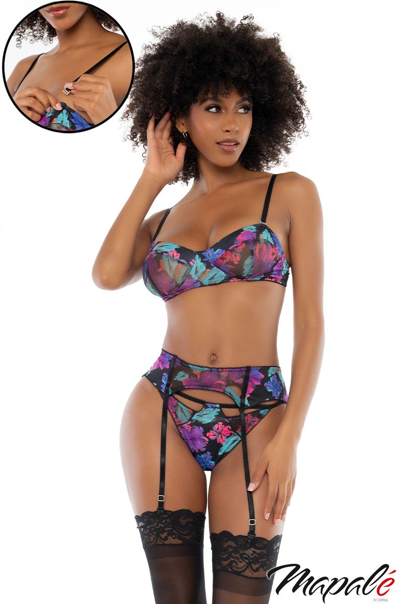 Picture of Lingerie, Multi Piece, Floral 3Pc, As Shown, L/XL, -MA8770