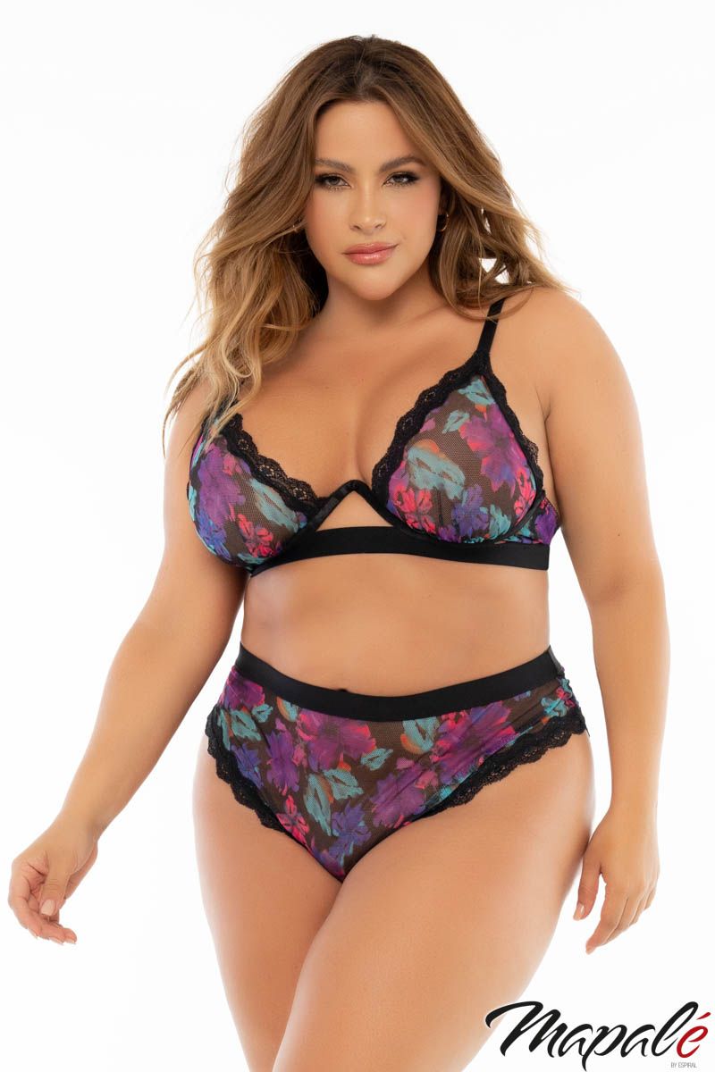 Picture of Lingerie, Multi Piece, Floral 2Pc, As Shown, 1X/2X, -MA8771X