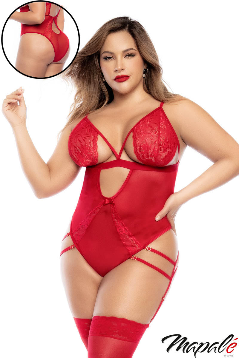 Picture of Lingerie, Teddy, Cutout Cups Teddy, Red, 1X/2X, -MA8814X