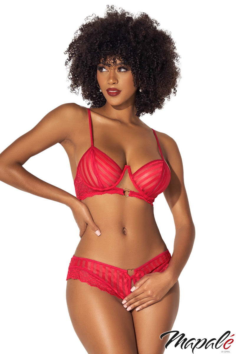 Picture of Lingerie, Multi Piece, Striped Open 2Pc, Red, L/XL, -MA8816