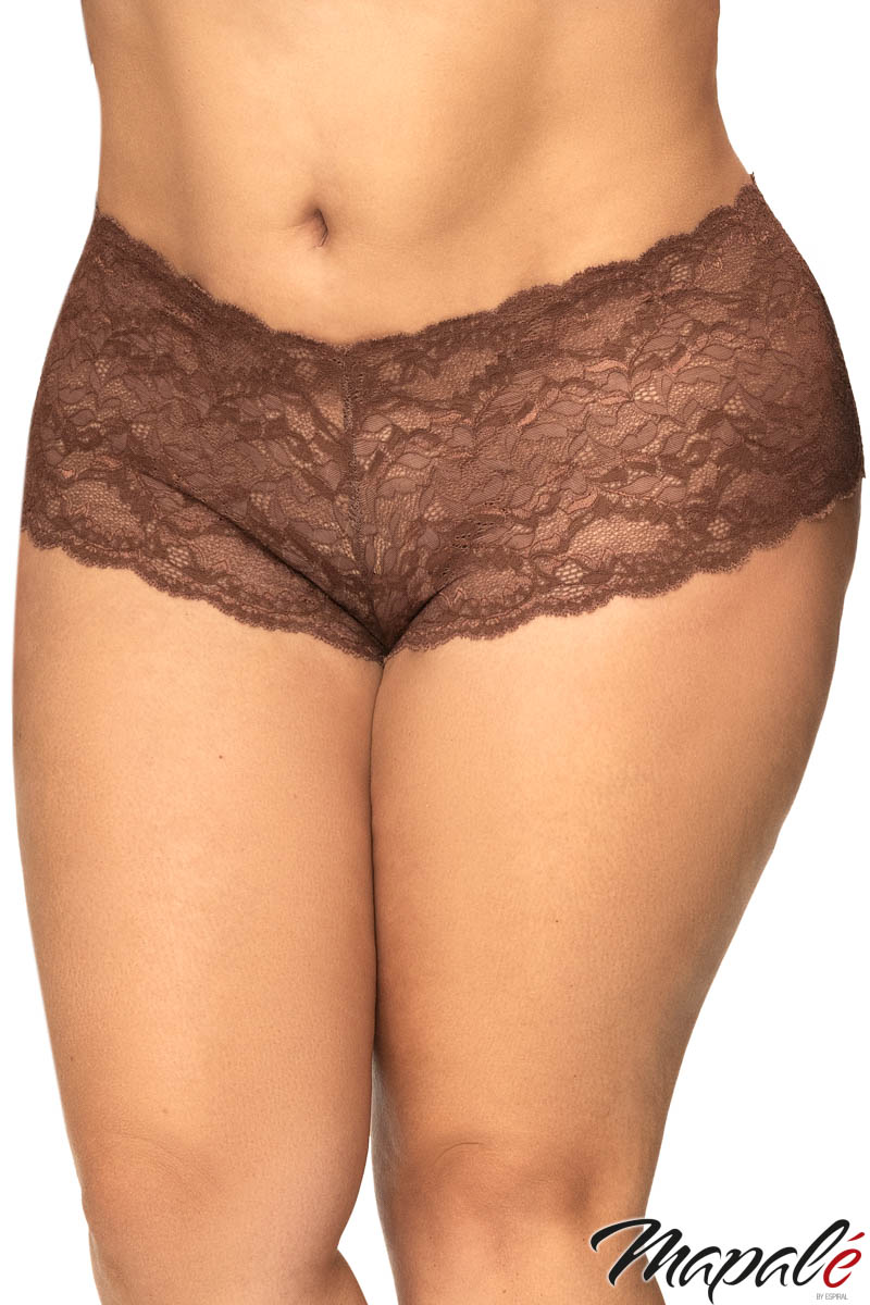 Picture of Lingerie, Panty, Lace Boyshort, Cocoa, 1X/2X, -MA90X