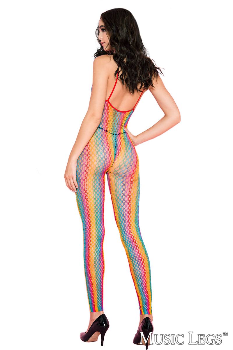 Picture of Lingerie, Bodystocking, Footless Rainbow Fishnet Bodystocking, Rainbow, O/S, -ML1189