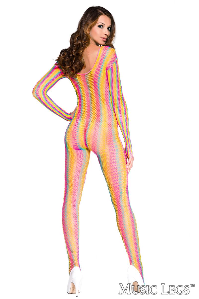 Picture of Lingerie, Bodystocking, Striped Fishnet Bodystocking, Rainbow, O/S, -ML1792