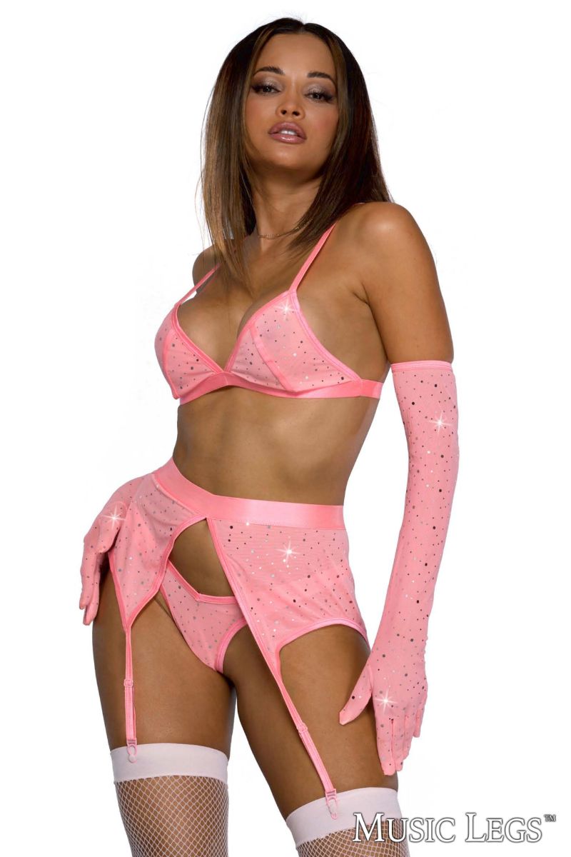 Picture of Hosiery, Holiday, Rhinetsone 4Pc Set, Pink, L, -ML20059