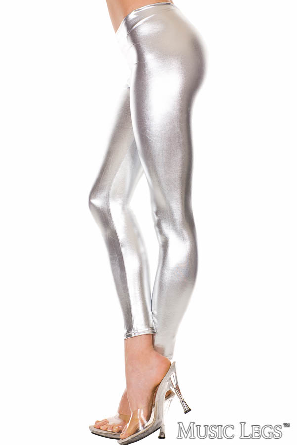 Picture of Hosiery, Footless, Metallic Leggings, Silver, O/S, -ML35110