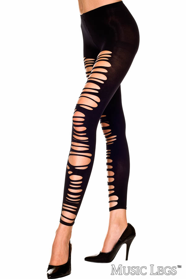 Picture of Hosiery, Footless, Ripped Tights, Black, O/S, -ML35244