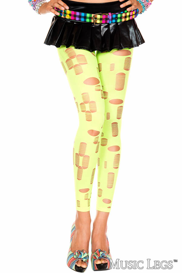 Picture of Hosiery, Footless, Cutout Tights, Neon Green, O/S, -ML35472