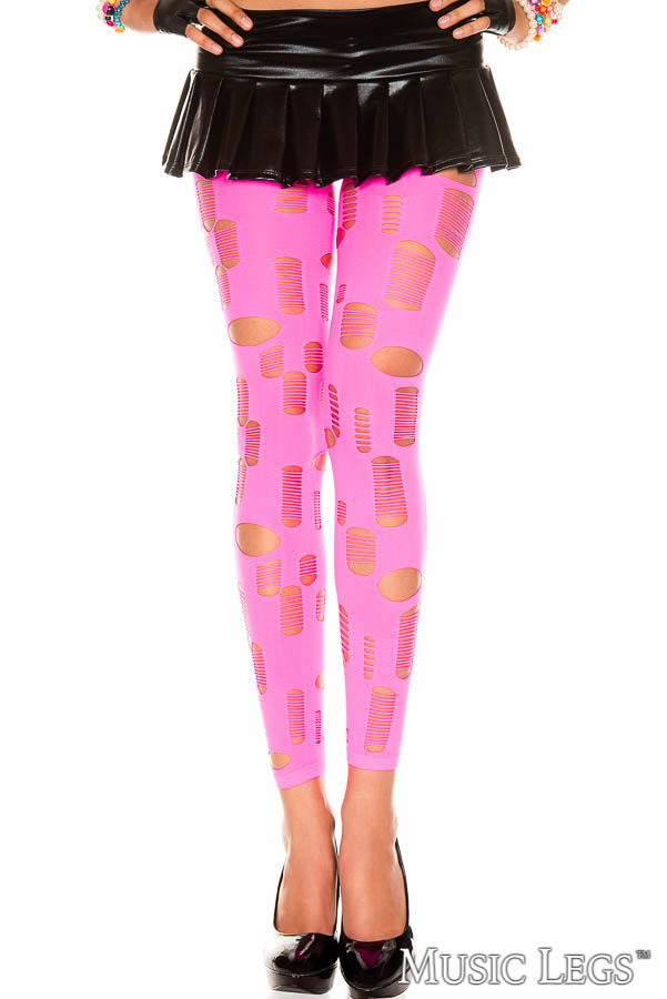 Picture of Hosiery, Footless, Cutout Tights, Neon Pink, O/S, -ML35472