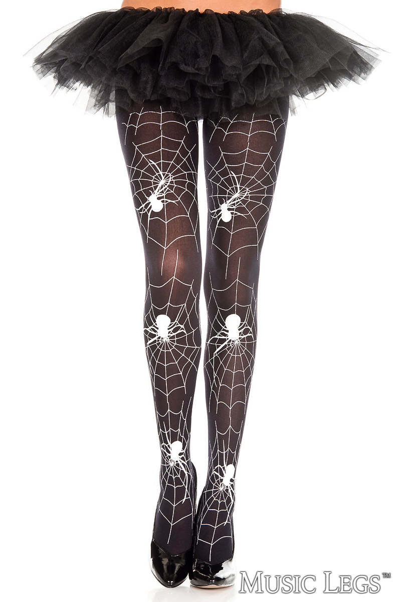 Picture of Costume, Halloween, Spider And Web Pantyhose, Black-White, O/S, -ML37022