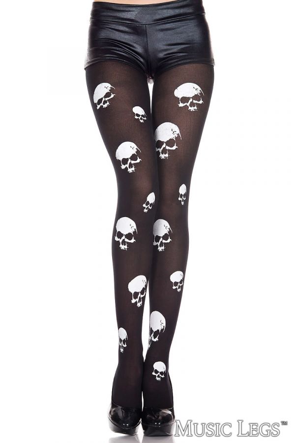 Picture of Costume, Halloween, Skull Print Pantyhose, Black-White, O/S, -ML37026