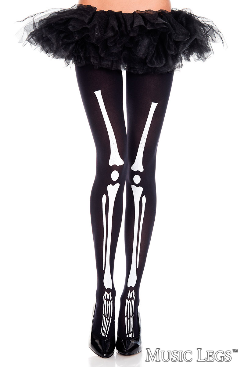 Picture of Costume, Halloween, Skeleton Pantyhose, Black-White, O/S, -ML37299