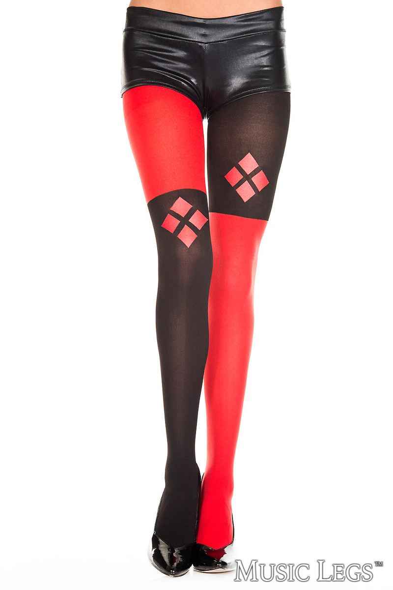 Picture of Costume, Halloween, Harley Quinn Pantyhose, Red-Black, O/S, -ML37316