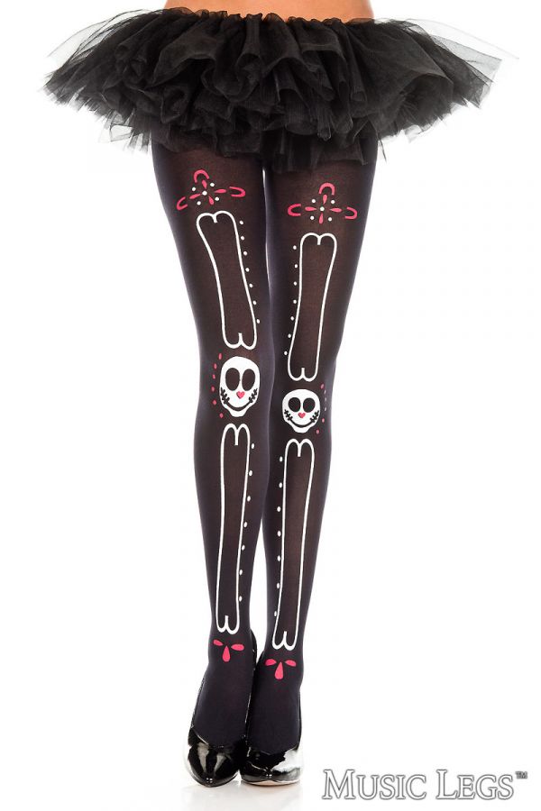 Picture of Costume, Halloween, Smiley Bone Pantyhose, As Shown, O/S, -ML37330