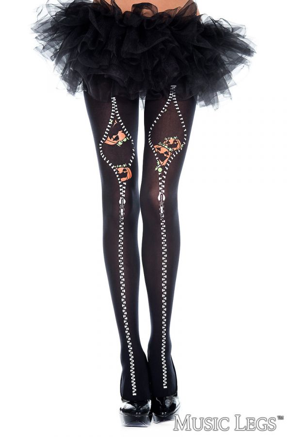 Picture of Costume, Halloween, Pumpkin Zipper Pantyhose, As Shown, O/S, -ML37343