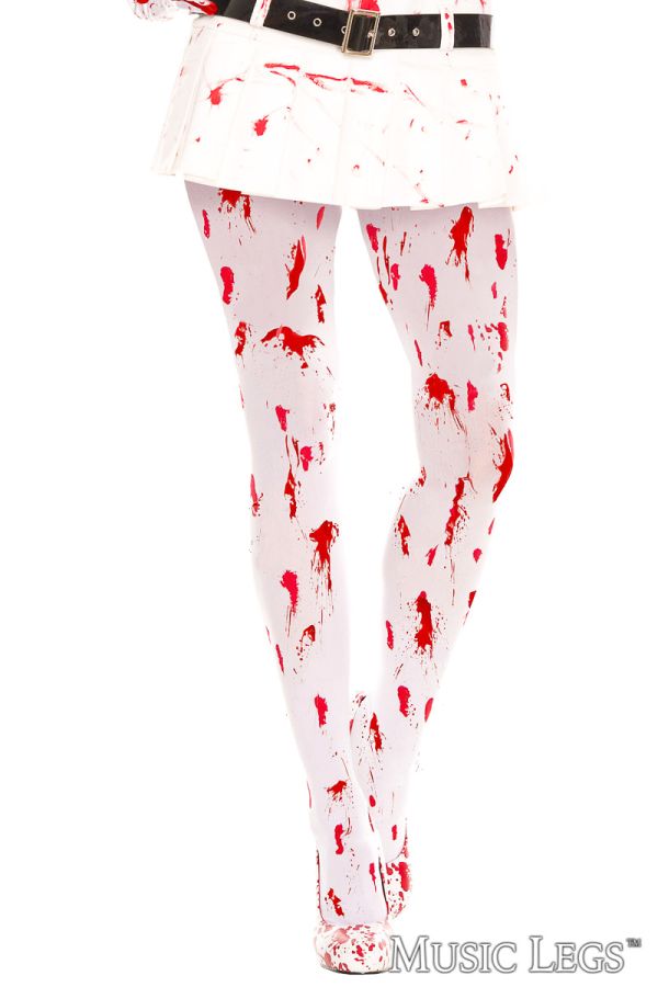 Picture of Costume, Halloween, Blood Pantyhose, White-Red, O/S, -ML37551