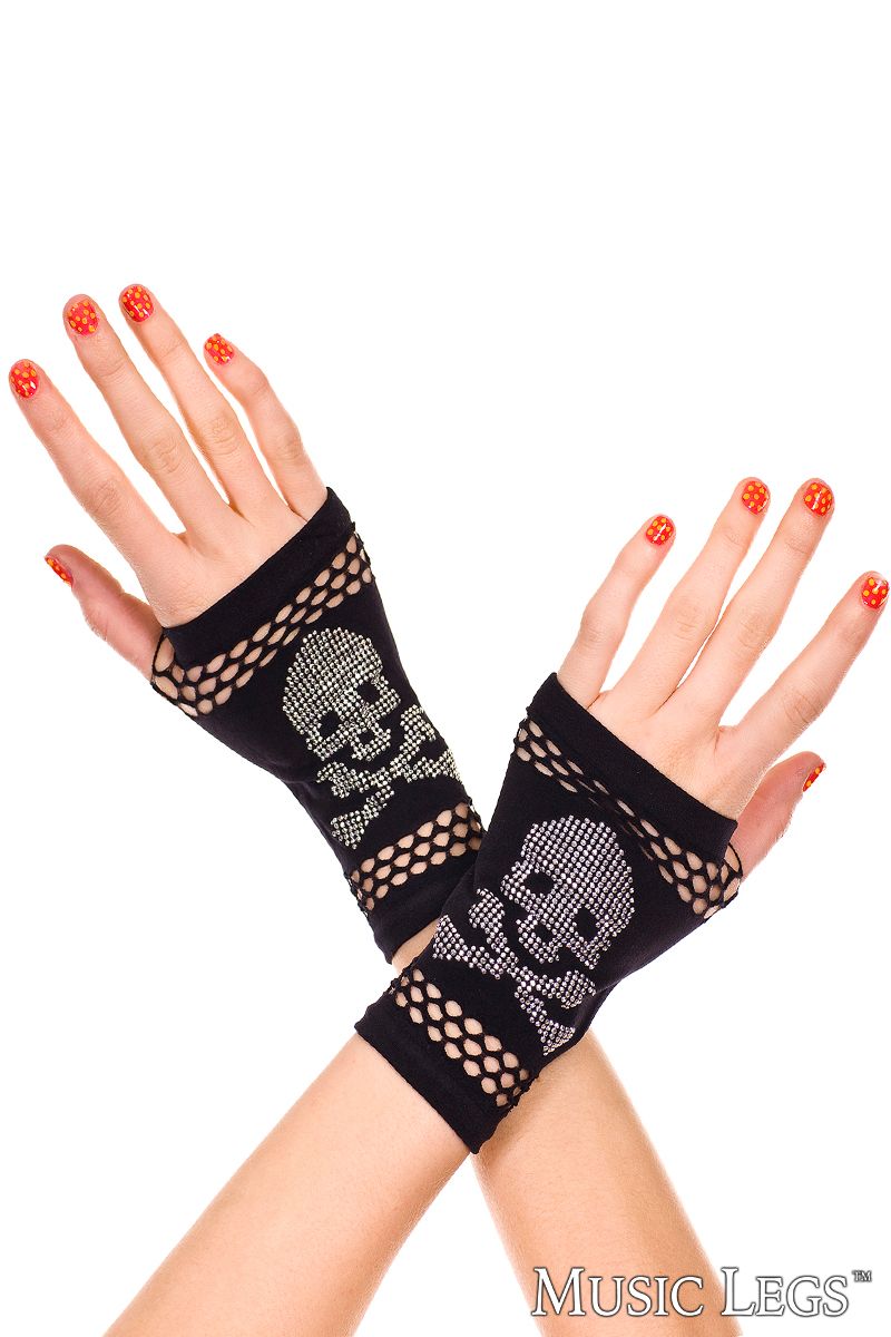 Picture of Costume, Halloween, Crossbone Gloves, Black, O/S, -ML425