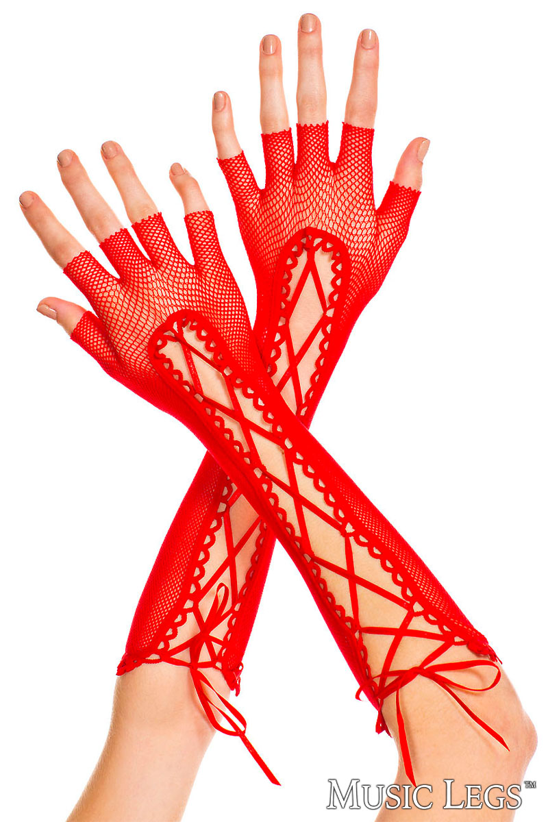 Picture of Accessorie, Gloves, Fishnet Arm Warmers, Red, O/S, -ML433