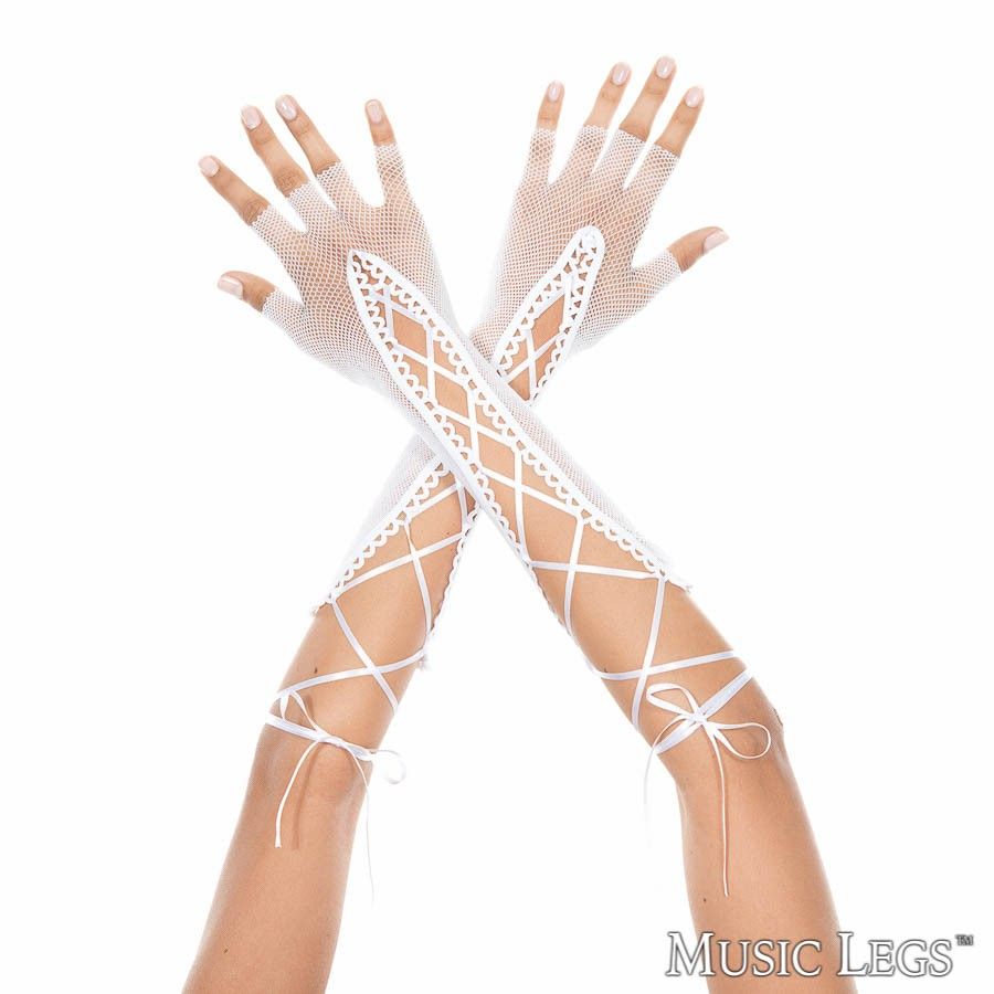 Picture of Accessorie, Gloves, Fishnet Arm Warmers, White, O/S, -ML433