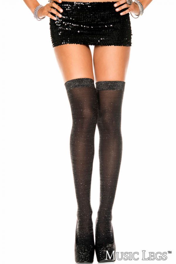 Picture of Hosiery, Holiday, Lurex Thigh Hi, Black-Silver, O/S, -ML4400