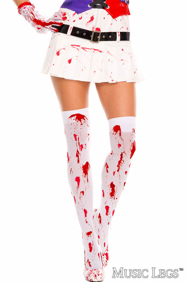 Picture of Costume, Halloween, Bloody Thigh Hi, White-Red, O/S, -ML4551