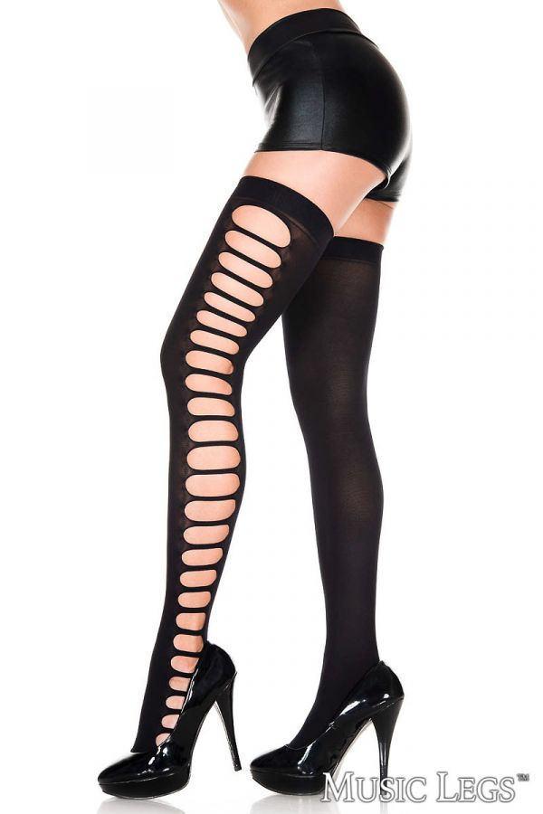 Picture of Hosiery, Thigh Hi, Side Cutouts Thigh Hi, Black, O/S, -ML4656