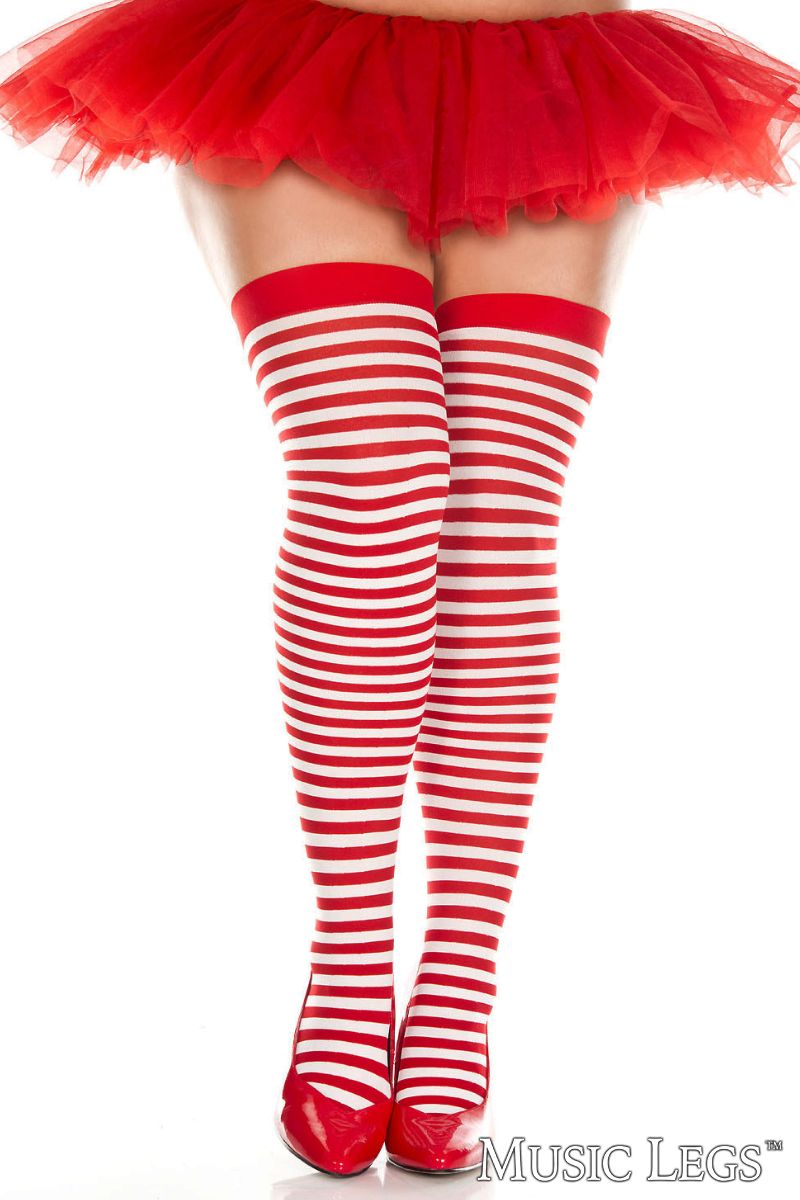 Picture of Costume, Halloween, Striped Thigh Hi, Black-White, QUEEN, -ML4741Q