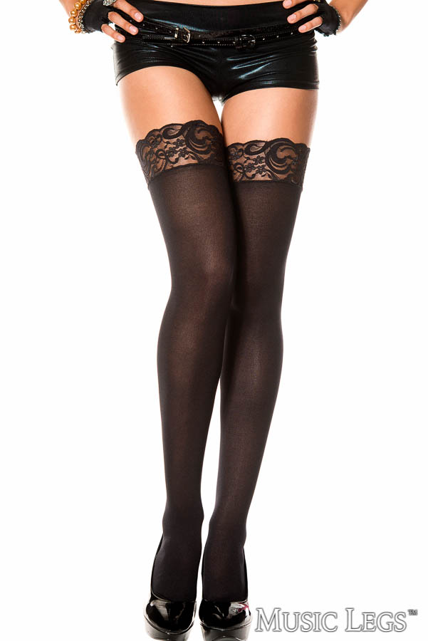 Picture of Hosiery, Thigh Hi, Lace Top Opaque Thigh Hi, Black, O/S, -ML4747