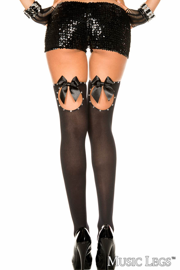 Picture of Hosiery, Holiday, Bow Cutout Thigh Hi, Black, O/S, -ML4787