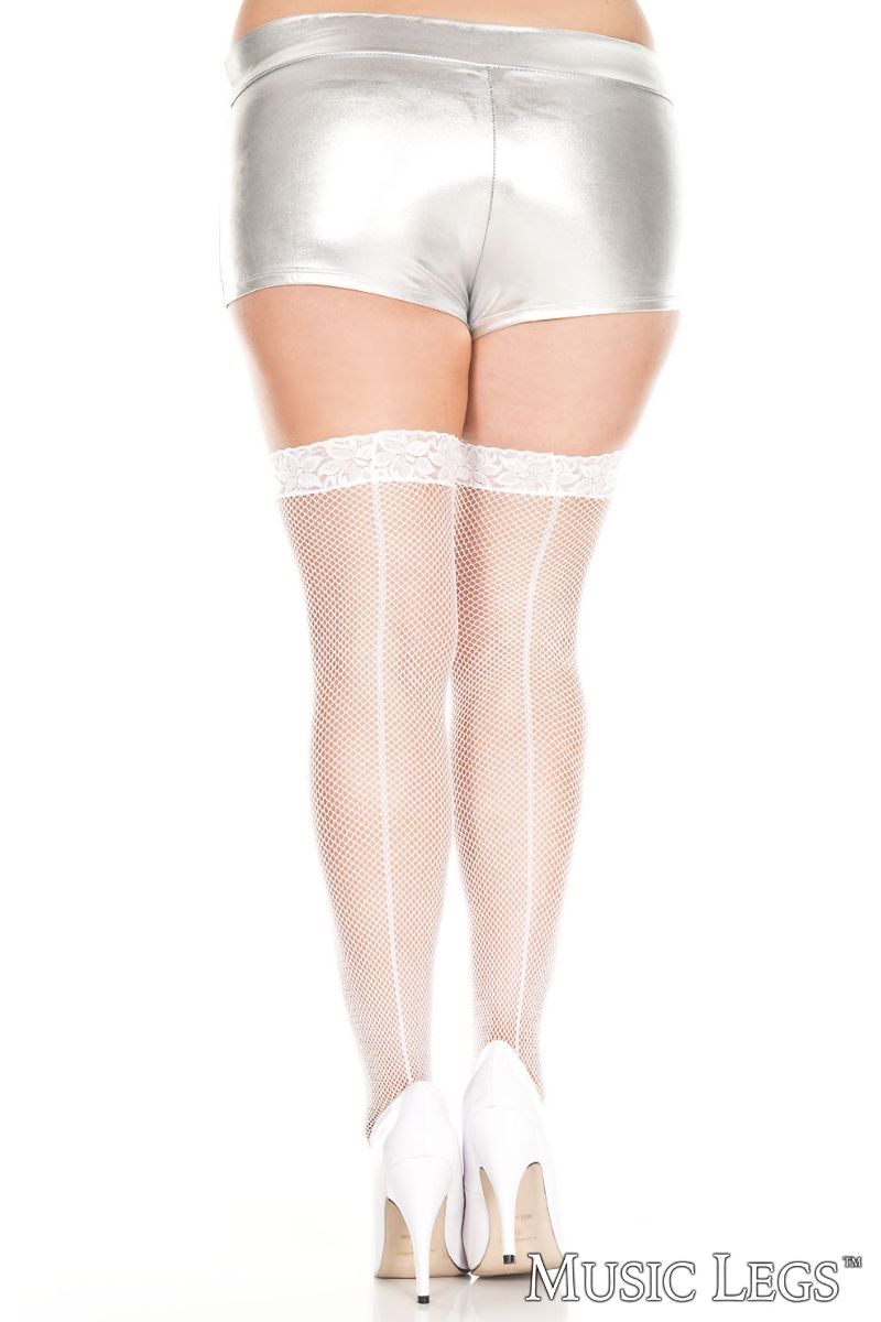 Picture of Hosiery, Thigh Hi, Backseam Fishnet Thigh Hi, White, QUEEN, -ML4909Q