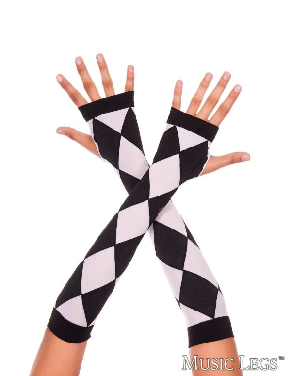 Picture of Costume, Halloween, Diamond Design Arm Warmers, Black-White, O/S, -ML491