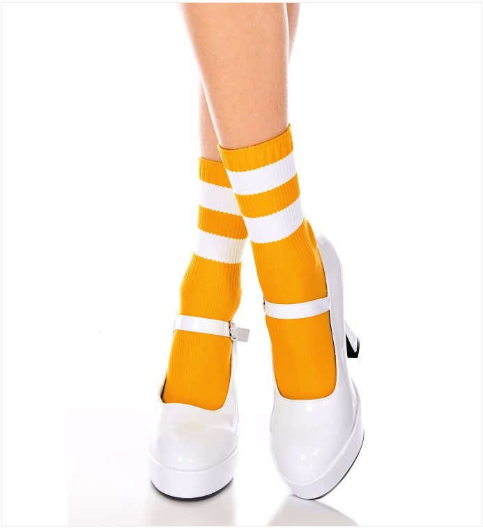 Picture of Hosiery, Ankle Hi, Striped Top Ankle Hi, Orange-Black, O/S, -ML526