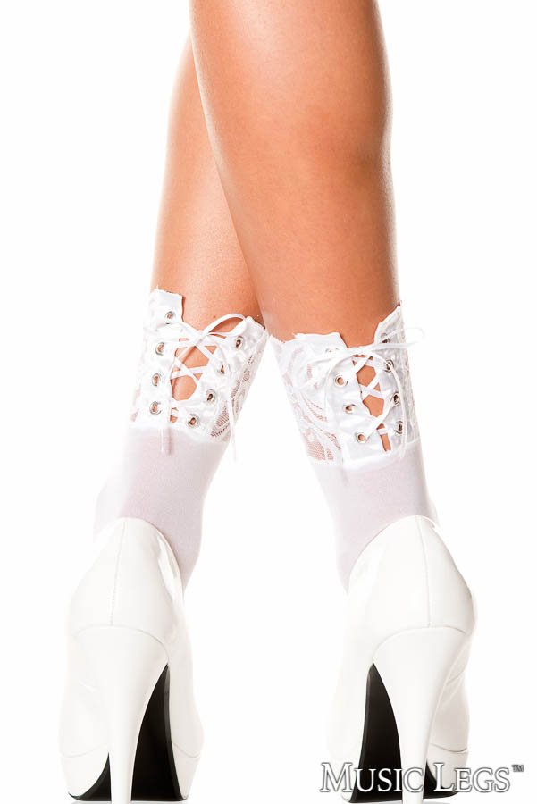 Picture of Hosiery, Ankle Hi, Lace-Up Ankle Hi, White, O/S, -ML548