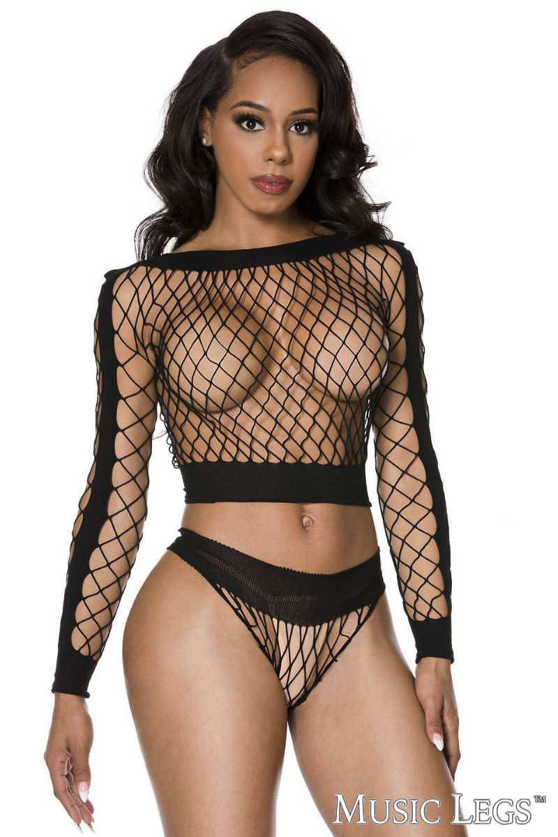 Picture of Lingerie, Multi Piece, 2Pc Big Net Set, Black, O/S, -ML59095