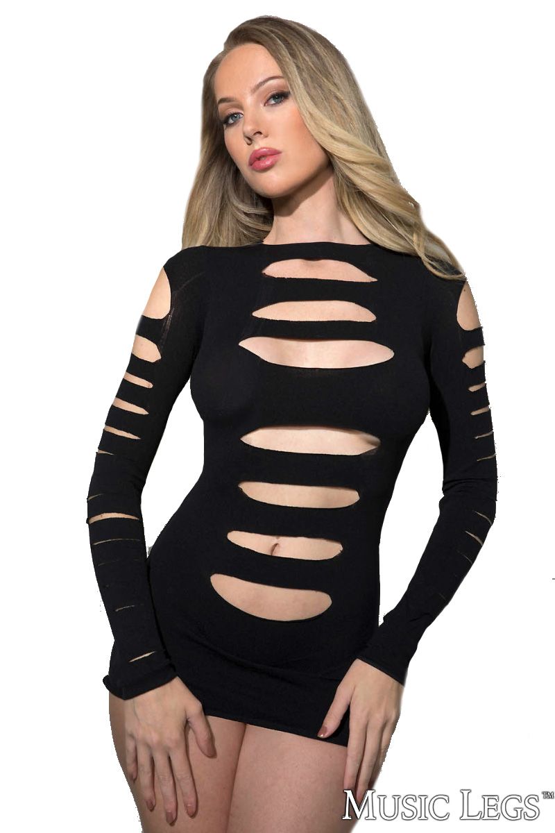 Picture of Lingerie, Mini Dress, Opaque Cutout Dress, Black, O/S, -ML6405