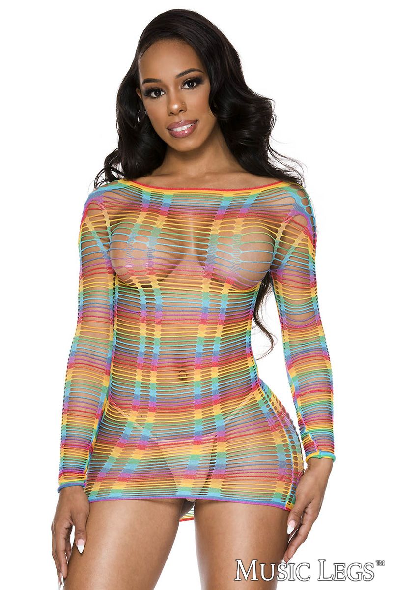 Picture of Lingerie, Babydoll-Chemise, Striped Rainbow Chemise, Rainbow, O/S, -ML6551