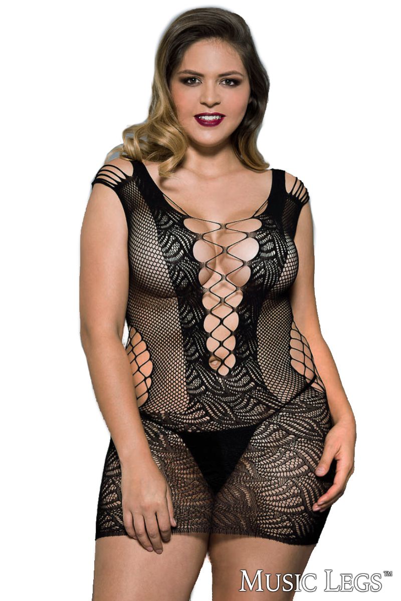 Picture of Lingerie, Mini Dress, Fishnet Dress, Black, QUEEN, -ML6628Q